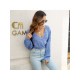  2024 Pure Color V-Neck Women's Navel Sweater