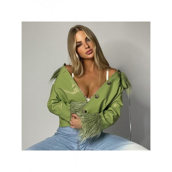 Women's Winter New Pu Leather Long Sleeve Coat
