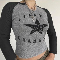 Casual Printed Raglan Sleeve Ladies Tops