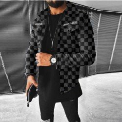 Casual Grid Denim Jackets For Men