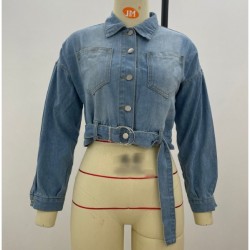 Casual Fashion Pure Color Denim Jacket For Women