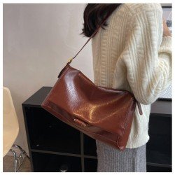 Vintage Solid Brown Large Capacity Shoulder Bags