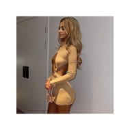  2024 Pure Color Backless Hollow Out Short Dress