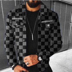 Street Grid Black Men Jacket Coats