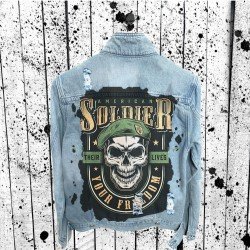  Fashion Casual Letter Printing Men's Denim Jacket