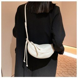 PU White Street Dumpling Shoulder Bags