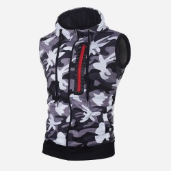 Casual Slim Sleeveless Hooded Camouflage Men's Top  Casual Slim Sleeveless Hooded Camouflage Men's Top