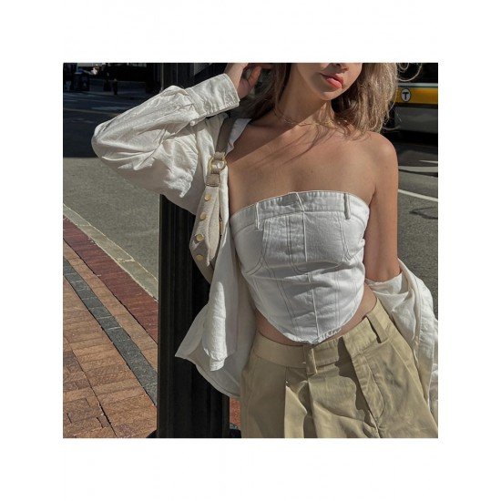  Summer 2024 Pure Color Backless Sleeveless Crop Vest