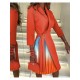  2024 Pleated Patchwork Women's Long Sleeve Dress