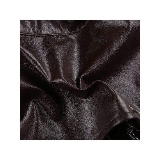 Punk Style Chain Tassel Solid Cropped Jacket Coats