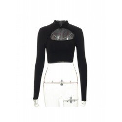 Sexy Cut Out Long Sleeve White Cropped Tops Sexy Cut Out Long Sleeve White Cropped Tops