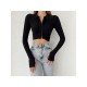  2024 Pure Color Long Sleeve Crop Top