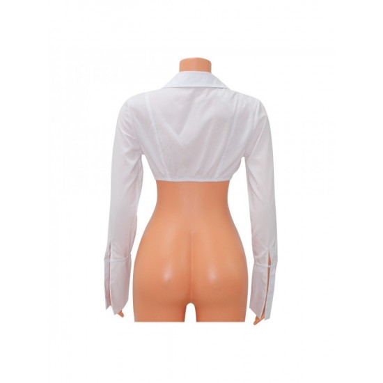  2024 Pure Color Long Sleeve Crop Top