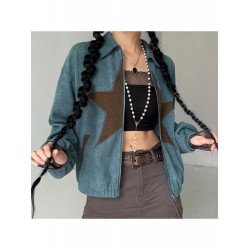 Star Contrast Color Corduroy Ladies Coats Star Contrast Color Corduroy Ladies Coats