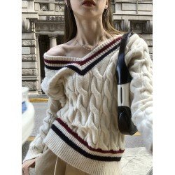 Trendy V Neck Pullover Sweaters For Ladies Trendy V Neck Pullover Sweaters For Ladies