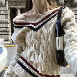 Trendy V Neck Pullover Sweaters For Ladies