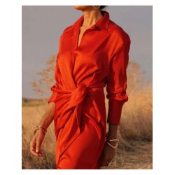 2024 Fall Casual Pure Color Long Dress  2024 Fall Casual Pure Color Long Dress