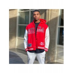 Red Embroidery Letter Men Hooded Collar Jacket Coats Red Embroidery Letter Men Hooded Collar Jacket Coats