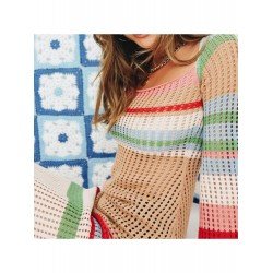 Color Blocking Square Neck Vacation Maxi Dresses Color Blocking Square Neck Vacation Maxi Dresses