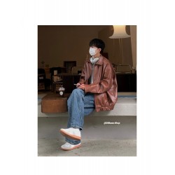 Fashion Pu Leather Men's Pure Color Jacket  Fashion Pu Leather Men's Pure Color Jacket