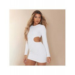 Cut Out White Long Sleeve Bodycon Mini Dress Cut Out White Long Sleeve Bodycon Mini Dress