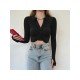  2024 Pure Color Long Sleeve Crop Top