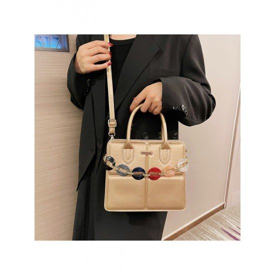  2024 PU Pure Color Chain Shoulder Bags