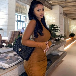  Sexy Mesh See-through Pure Color Long Dress