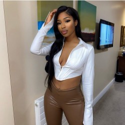  2024 Pure Color Long Sleeve Crop Top