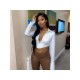  2024 Pure Color Long Sleeve Crop Top