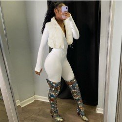  Autumn Pure Color Zipper Women's Sleeveless Cotton Jacket