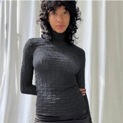 Turtle Neck Ladies Long Sleeve Fitted Tops