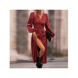 Puff Sleeve V Neck Vintage Maxi Dresses Puff Sleeve V Neck Vintage Maxi Dresses