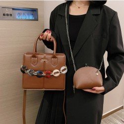  2024 PU Pure Color Chain Shoulder Bags
