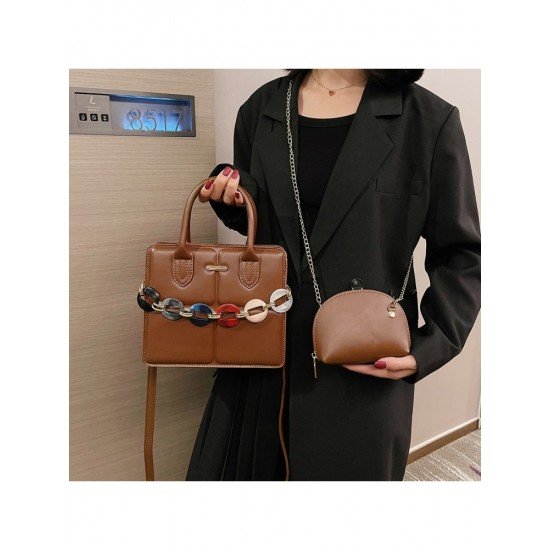  2024 PU Pure Color Chain Shoulder Bags