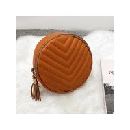 2024 Pure Color PU Women's Round Bags