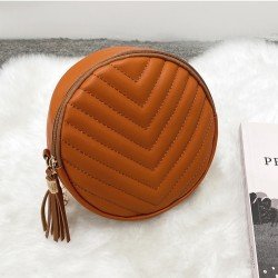  2024 Pure Color PU Women's Round Bags