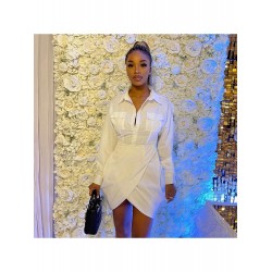 2024 Casual Crisscross Pure Color Short Dress  2024 Casual Crisscross Pure Color Short Dress