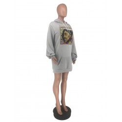 Casual Figure Pattern Printing Long Sweater Dress  Casual Figure Pattern Printing Long Sweater Dress