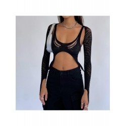 Seductive See Through Black 2 Piece Top Sets Seductive See Through Black 2 Piece Top Sets