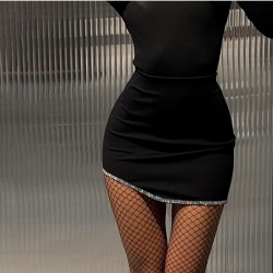  Casual Slim Letter Hot Drilling Short Dress