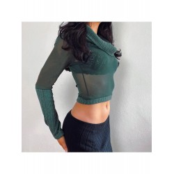 Autumn See Through Pure Color Crop Top  Autumn See Through Pure Color Crop Top