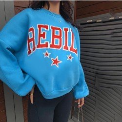  Casual Autumn Letter Printing Women's Crop Sweater