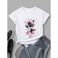 Funny Graphic White Summer T Shirts Women