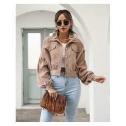 Winter Corduroy Pure Color Lantern Sleeve Women Jacket  Winter Corduroy Pure Color Lantern Sleeve Women Jacket