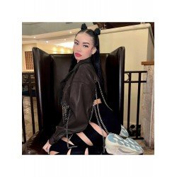 Punk Style Chain Tassel Solid Cropped Jacket Coats Punk Style Chain Tassel Solid Cropped Jacket Coats