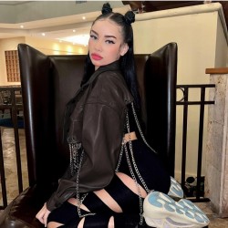 Punk Style Chain Tassel Solid Cropped Jacket Coats