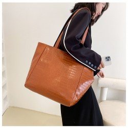 Large Capacity Alligator Print Solid Tote Bags