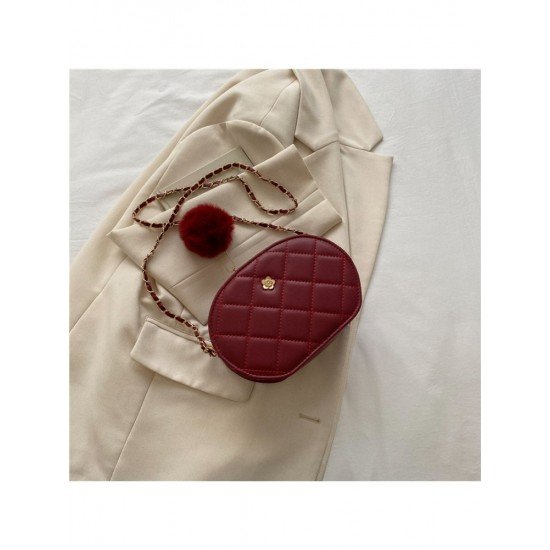  2024 Rhombus Lattice PU Pure Color Shoulder Bags