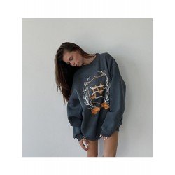 Oversized White Printed Crew Neck Sweatshirts Oversized White Printed Crew Neck Sweatshirts